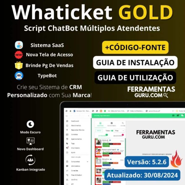 Script CRM WhaTicket Gold com SaaS e Kanban Inclusos